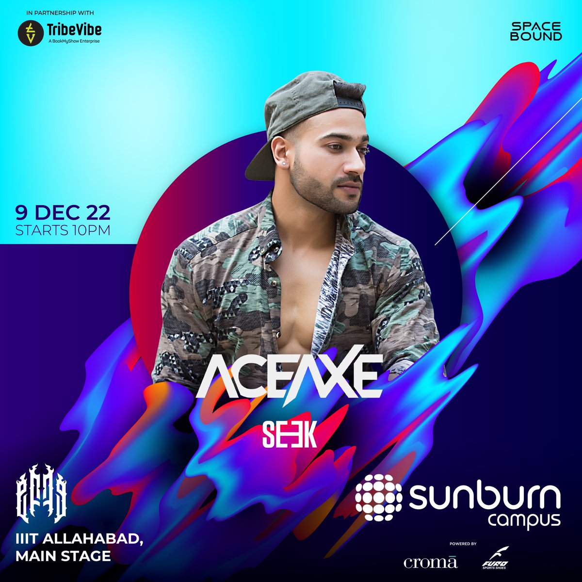 <a href="/CampusSunburn/">Sunburn Campus</a> in partnership with #Tribevibe presents a rager that's gonna show you a good time with <a href="/Aceaxemusic/">Aceaxe</a>
Vibe with us at <a href="/IIITA_Official/">IIIT-Allahabad</a>'s <a href="/goEffervescence/">Effervescence</a> fest on 9th December, 10 pm
Co powered by <a href="/cromaretail/">Croma</a> &amp; <a href="/furosports/">Furo Sports</a>

<a href="/shovenshah/">Shoven Shah</a>
#furosports  #GotFUROGotGrip