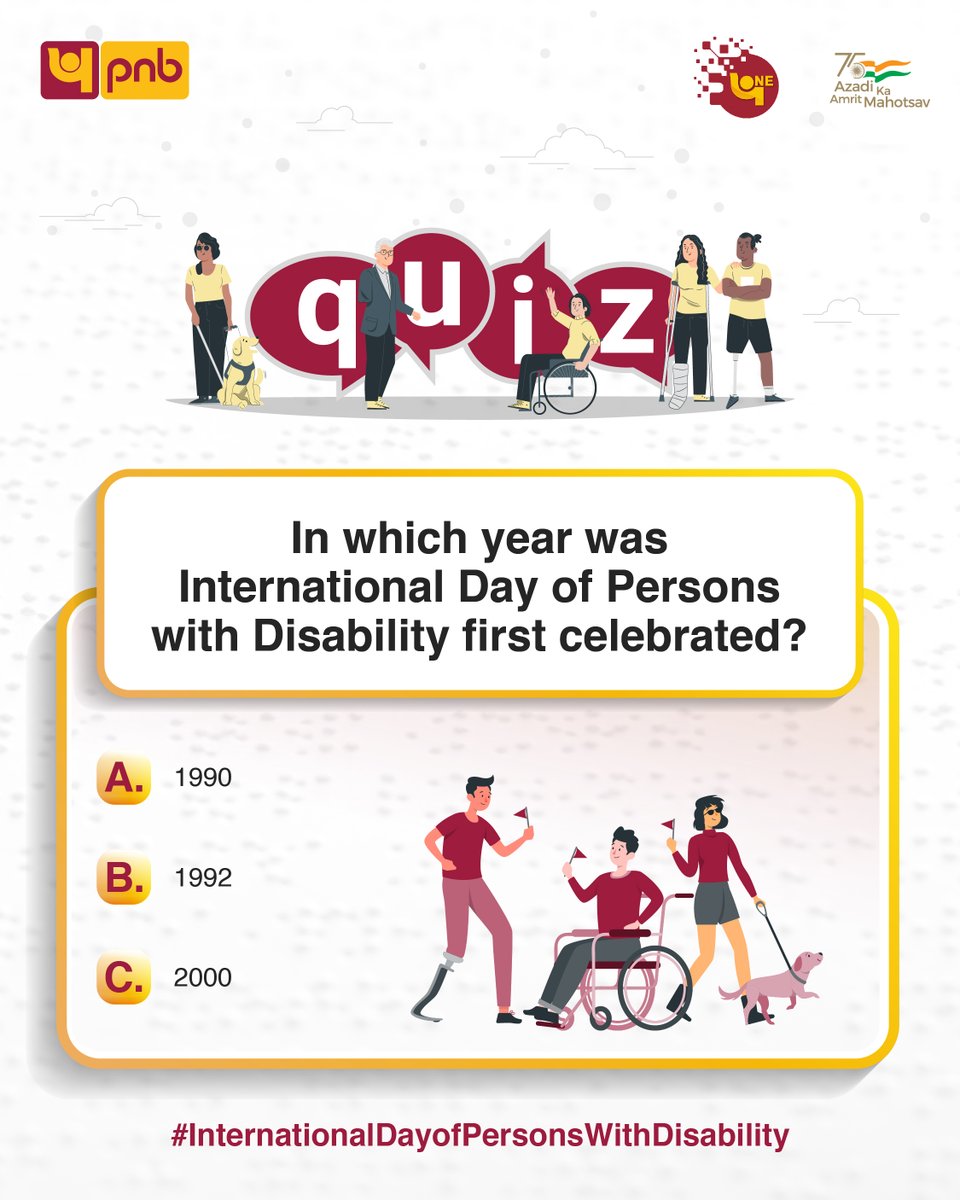 V04838920's tweet image. Since 1992 International Day or Persons with Disability is celebrated every year. 
#InternationalDayOfPersonsWithDisability 
#Knowledge  #SolveTheQuiz #AzadiKaAmritMahotsav #AmritMahotsa