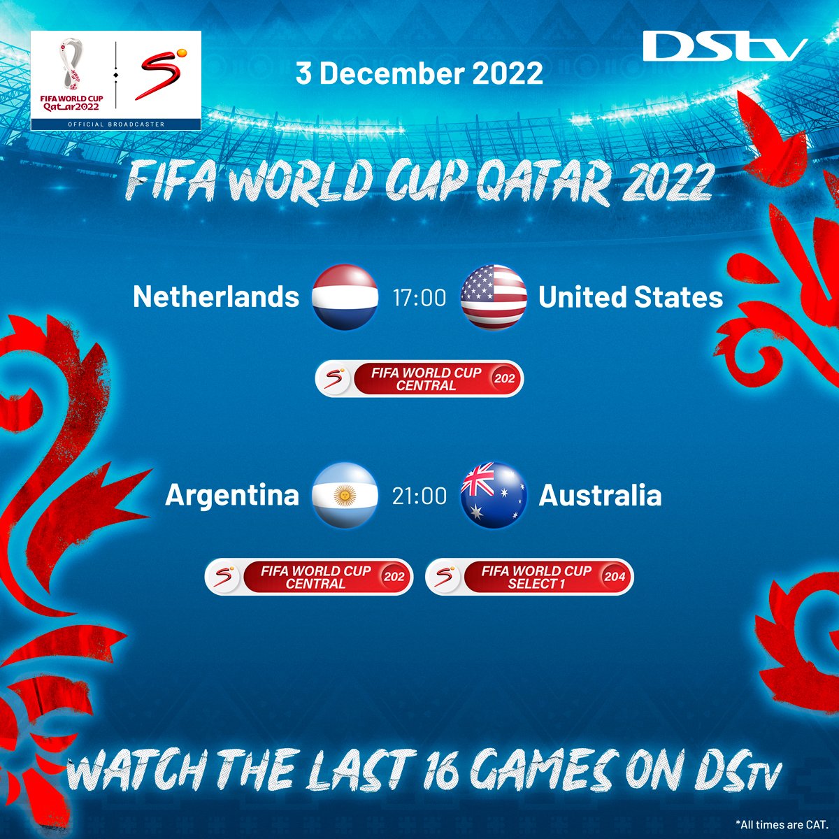 Will Captain America be fit to face the Dutch Eleven? Can Argentina out jump the Socceroos? ⚽️🥅 Catch the #FIFAWorldCup action on World Cup Central (<a href="/supersportTV/">SuperSport 🏆</a> ch. 202) 📺

#KusazobaMnandi ngeCompact 🔥🔥🔥