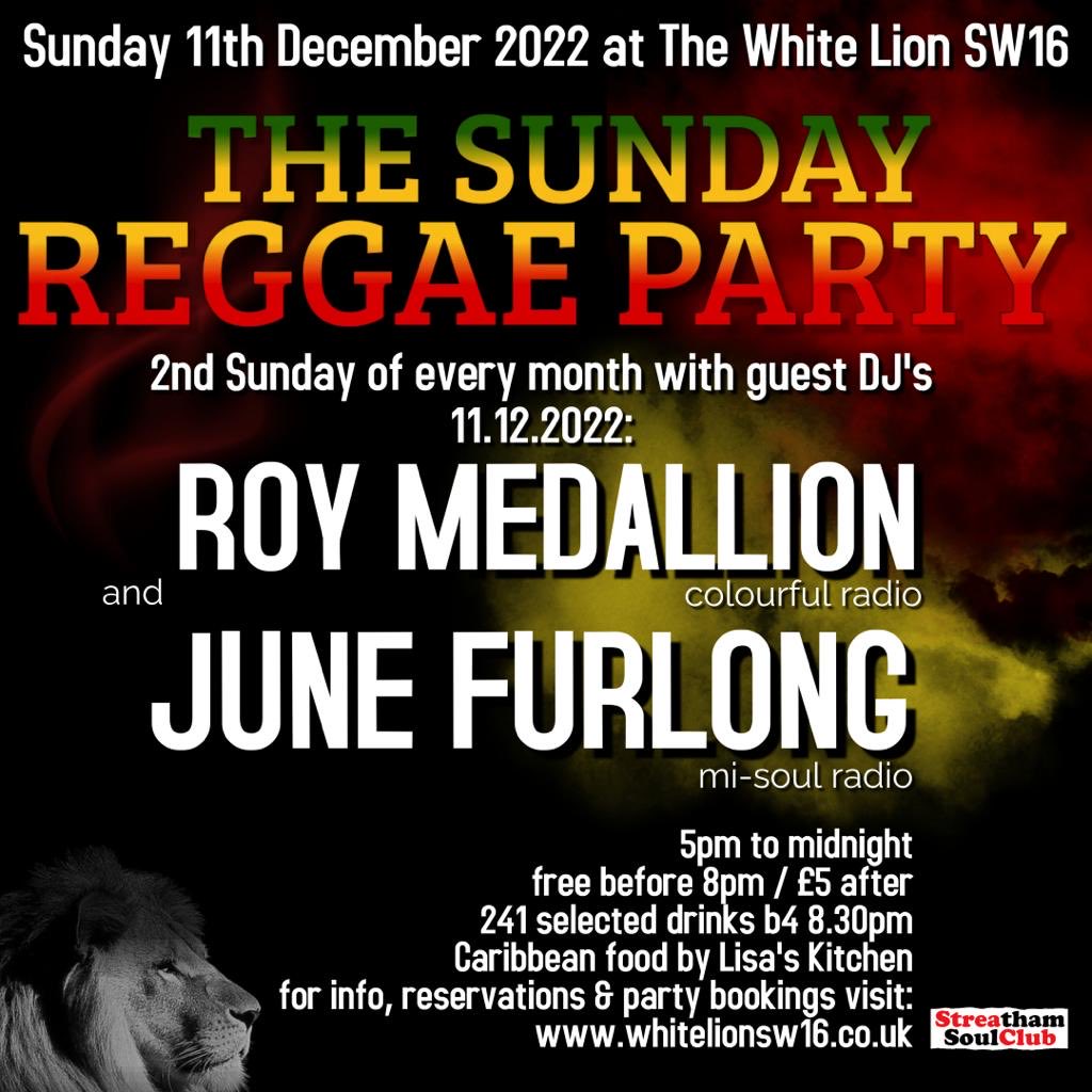 Do join me and Roy Medallion next Sunday for an evening of sweet reggae music, see you there!