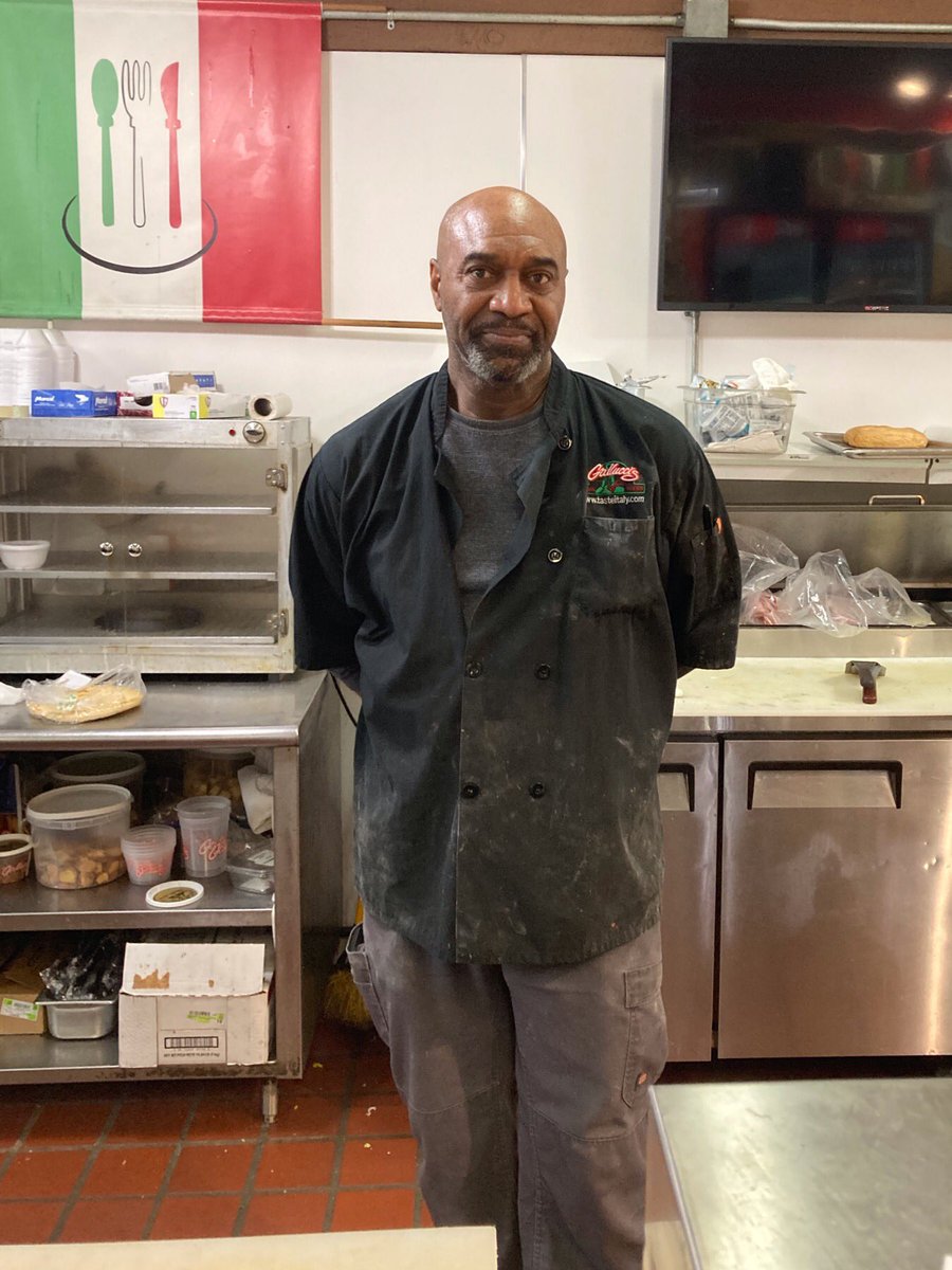 SkrticX's tweet photo. Christopher Goins, Cook for 15 years at Gallucci’s. 6610 Euclid Ave. #Cleveland. Always happy to see Christopher every visit to the store. His eggplant sandwich is consistently one of the best meals in the city. Tons of great lunch options daily. Photo: November 12, 2022. https://t.co/pzf9LOOWGs