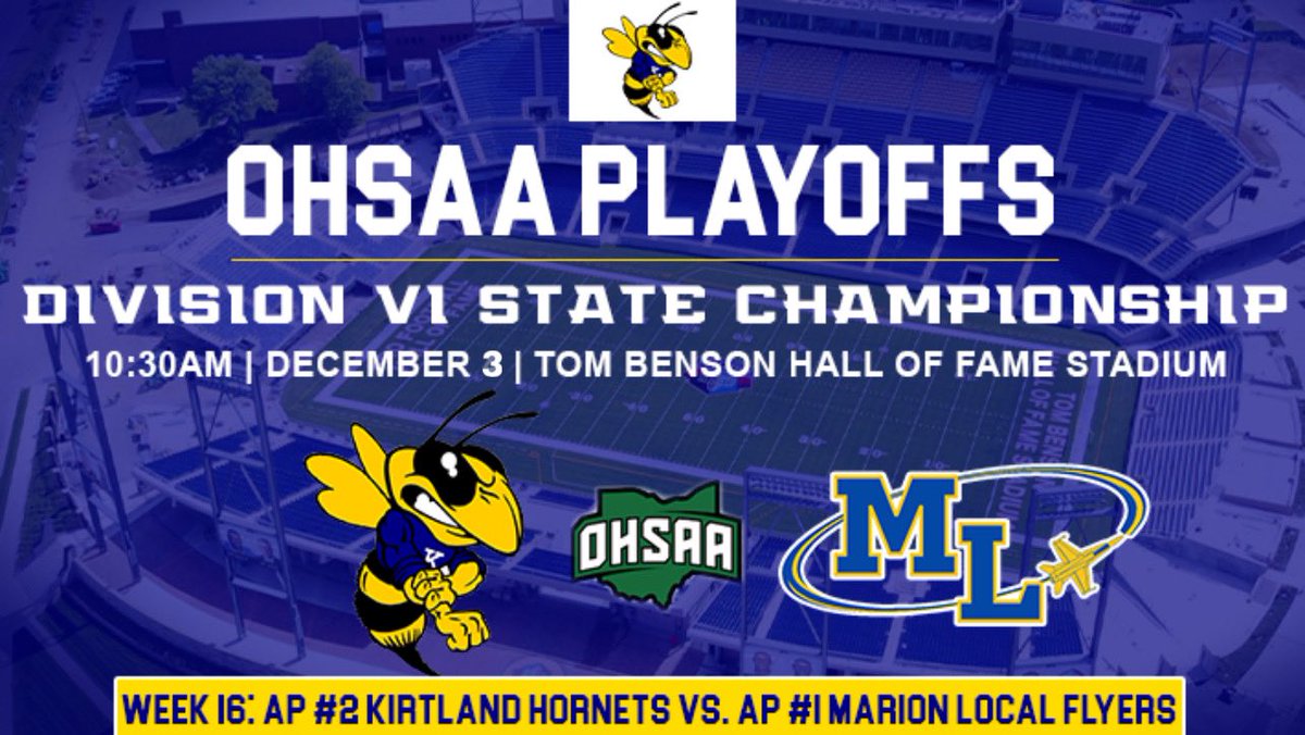 A thread of facts for the Division VI Stats Championship game between AP #2 Kirtland and AP #1 Marion Local. 🧵