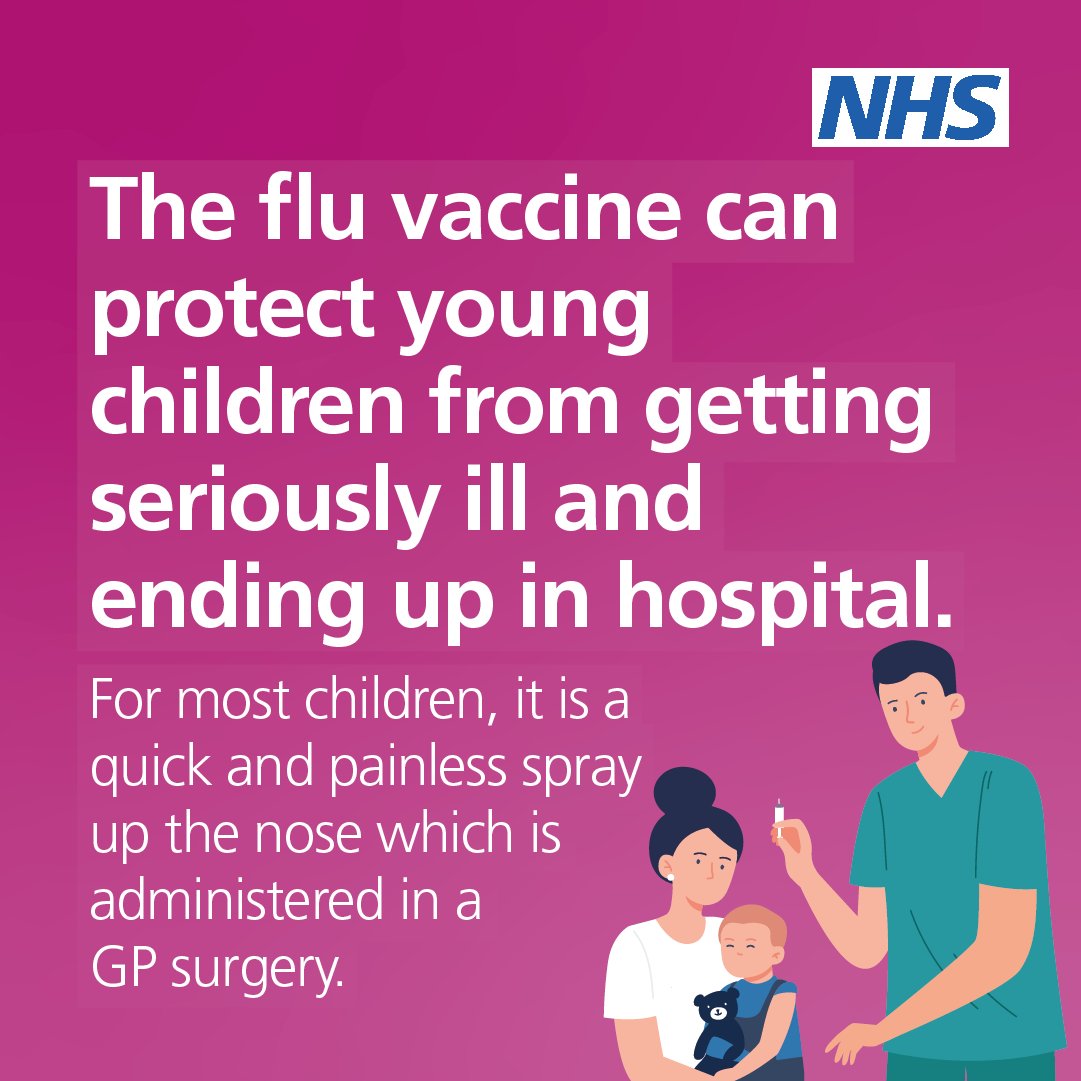 Recent figures suggest flu hospitalisations in young children are nearly 20 times as high as last year — with this week showing 230 under-fives in hospital compared to 12 the same time last year.

Find out more about the free flu nasal spray vaccine. nhs.uk/conditions/vac…