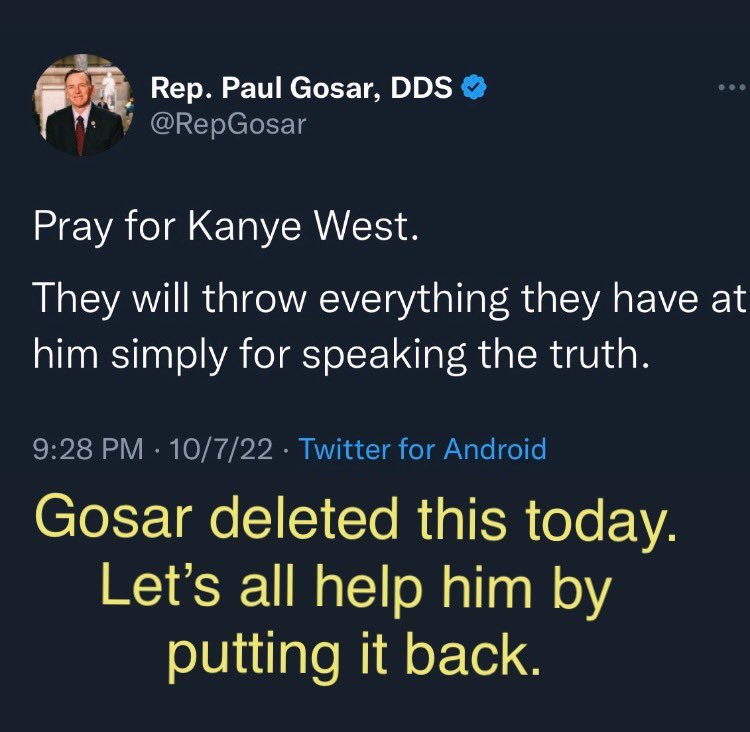 Paul Gosar deleted this but let's help him make it go viral