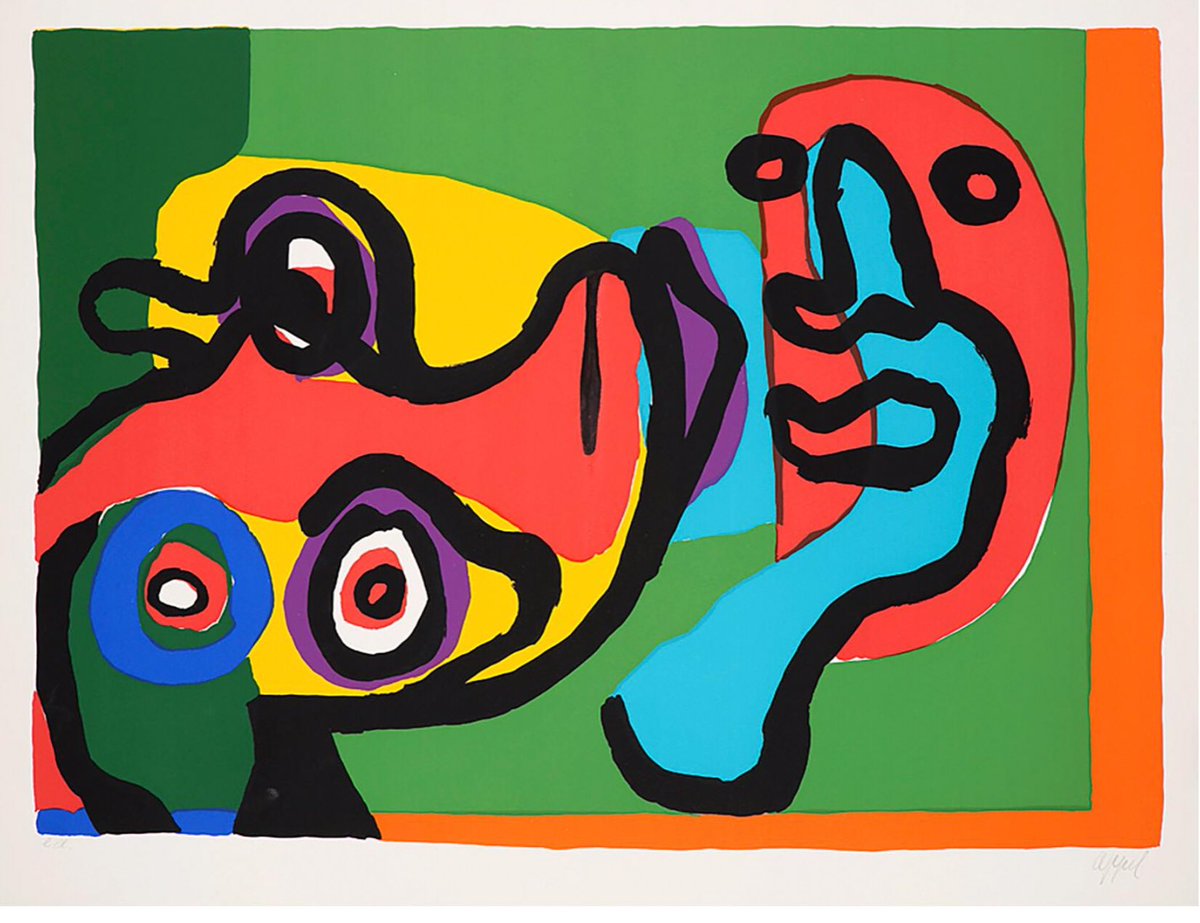 giulianoarnaldi's tweet photo. Presto a Onzo! KAREL APPEL (1921-2006) INCONTRO AL SOLE, 1972 
Litografia a colori su pergamena Arches Firmata e giustificata 'E.A.' 76,5 X 58,5 CM • #CoBrA https://t.co/zzQPGFJl9a