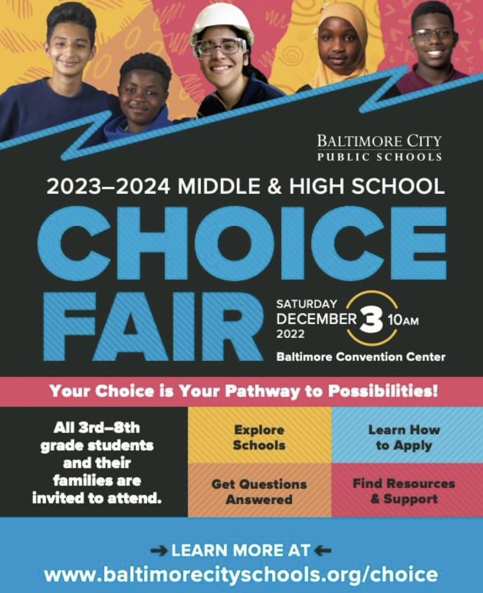 BayCbes's tweet photo. The choice is yours!! Be sure to check out the Middle School Choice Fait today to check out your options.
@BaltCitySchools https://t.co/AqFcVI3jdm