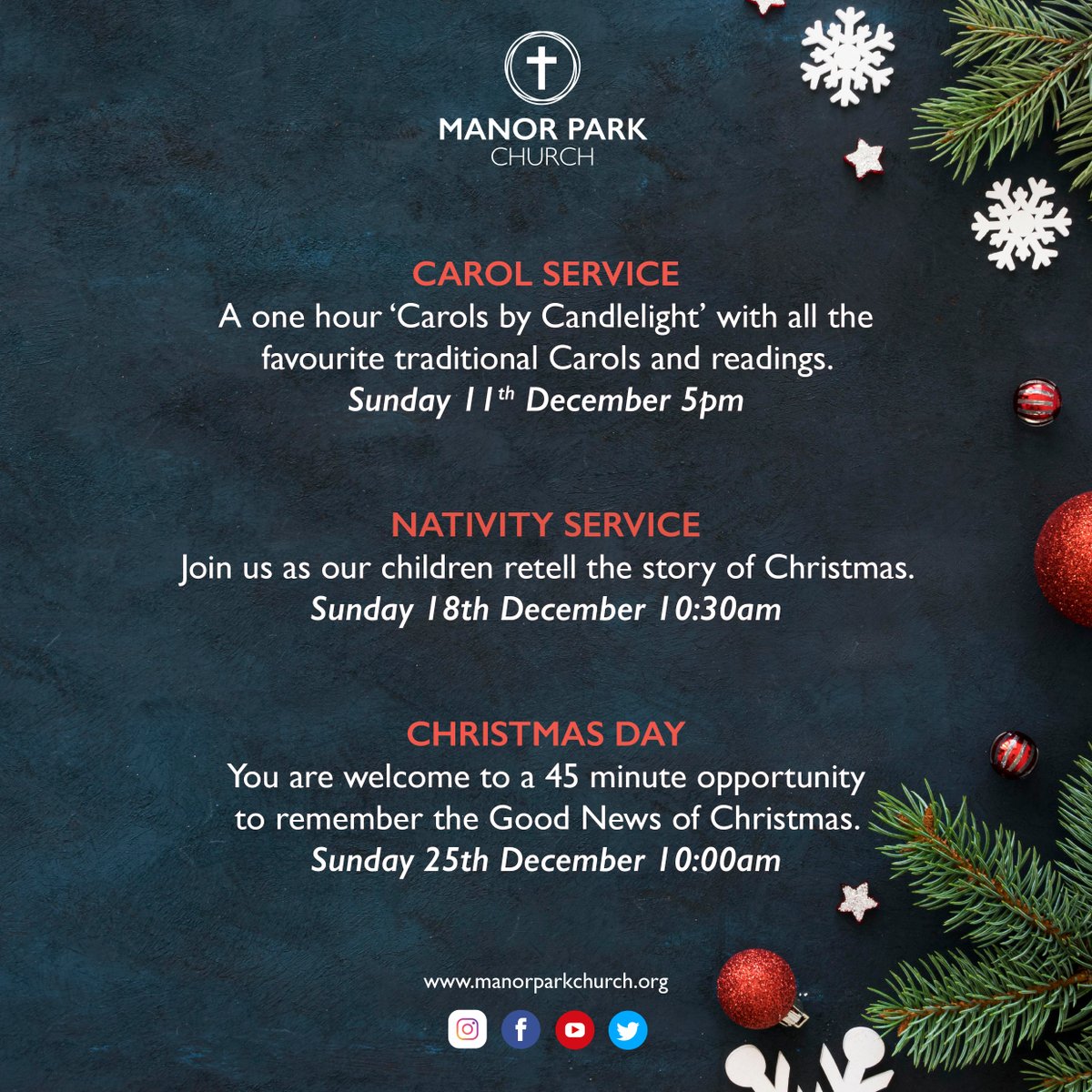 ✨ Christmas at Manor Park Church ✨

Everyone is welcome to celebrate the good news with us 🙏