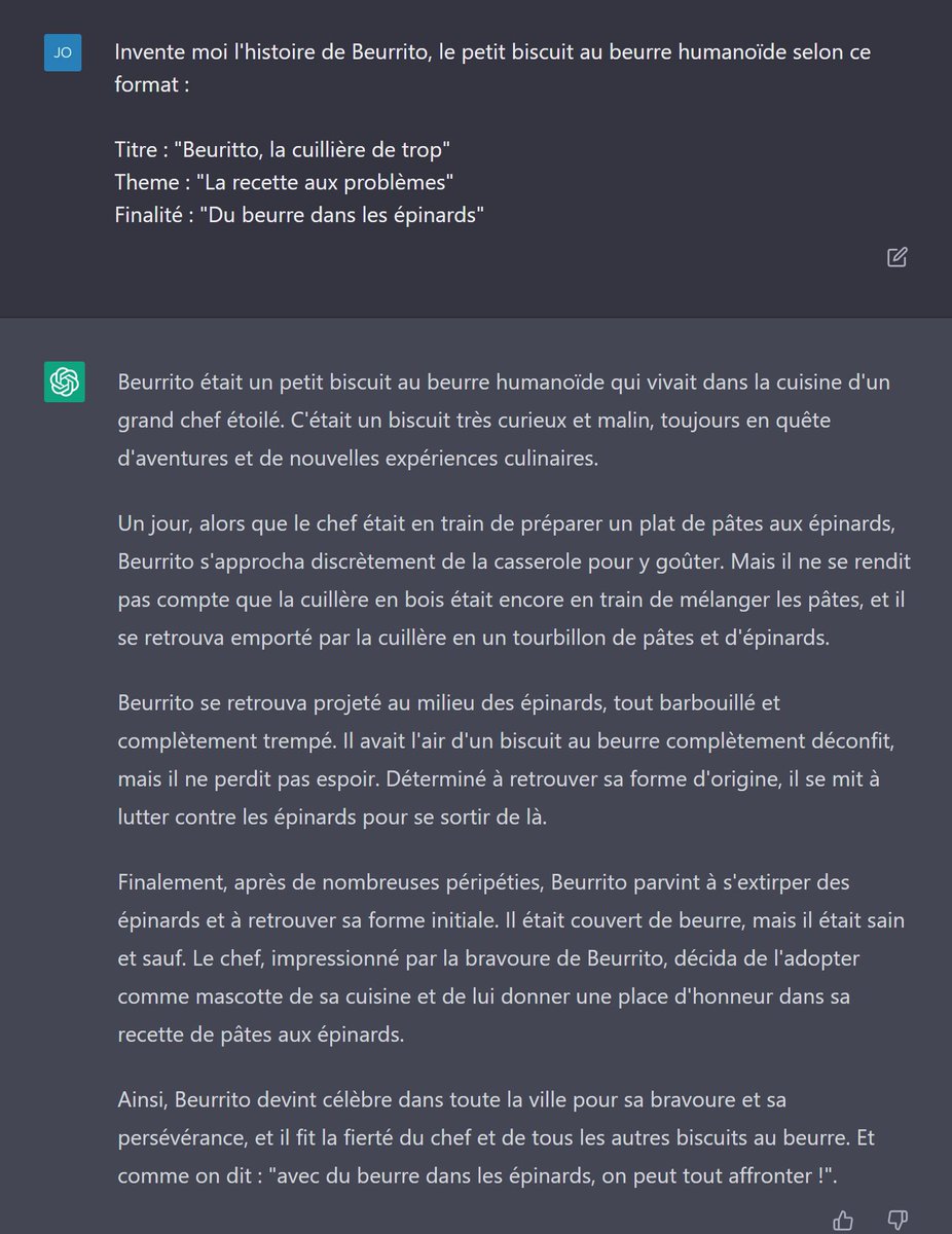FayDoom's tweet image. J'ai lâché un petit "Oh putain" à la dernière phrase... La cohérence de ce système fait presque peur.

Vivement les films/musiques générés en live, s'adaptant à notre attention et commentaires...

#ChatGPT #AI #OpenAI #BeurritoLePetitBiscuitAuBeurre