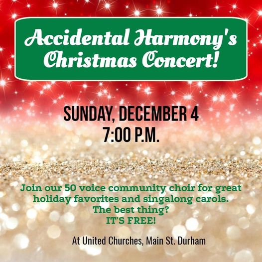 cvefct's tweet photo. Tomorrow night at 7:00 p.m! CVEF grantee Accidental Harmony at United Churches of Durham. https://t.co/bxyURyWdGs
