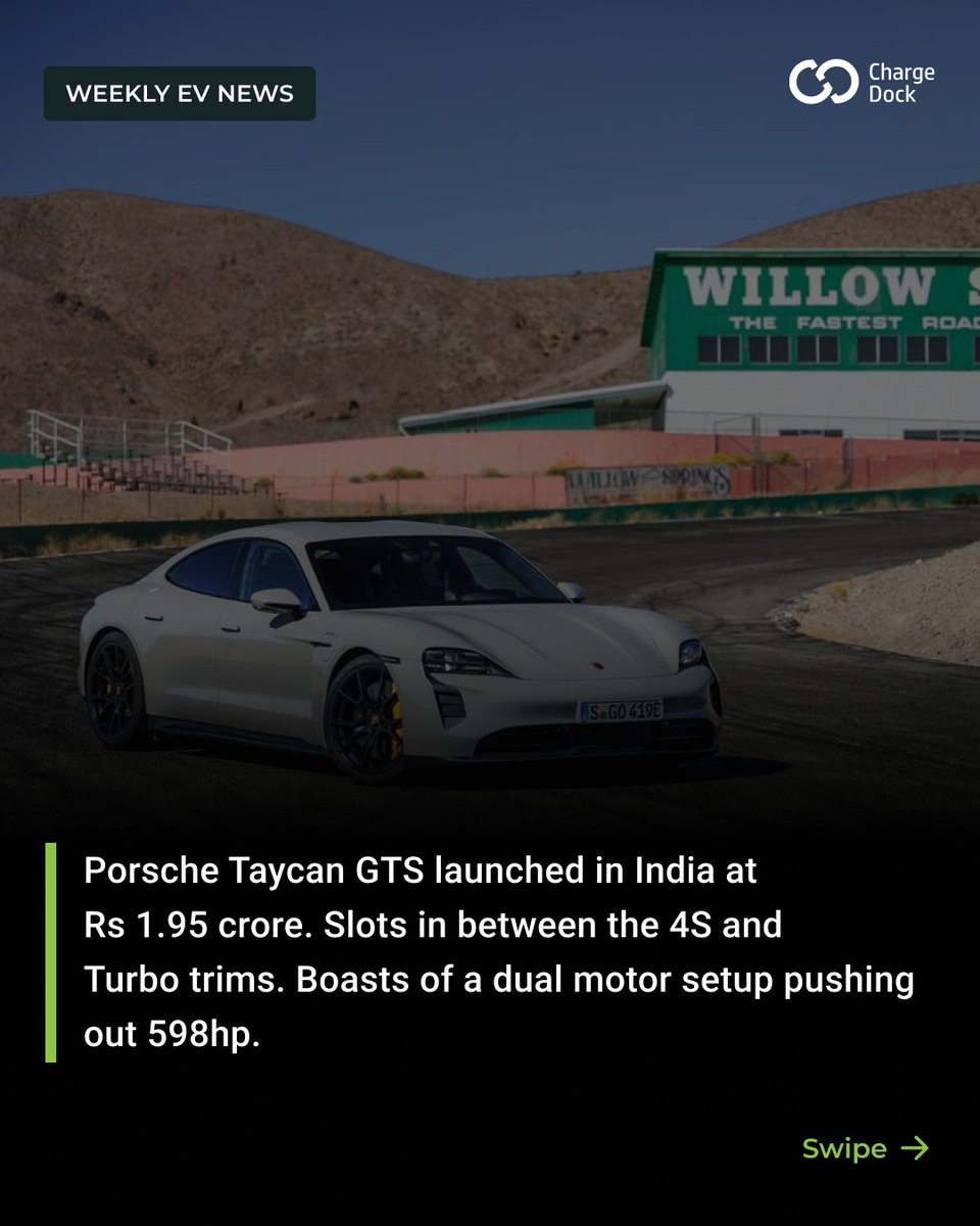 chargedockindia's tweet photo. While the last week was packed with launches, this week sees a lot of scoop on upcoming EVs alongside a couple of launches! Check it out!  

 #defy #mercedeseqb #mahindra #xuv400 #mahindraxuv #porsche #gts #news #carnews #evnews #weeklyevnews #ev #chargedock https://t.co/K9ocMjgJ50