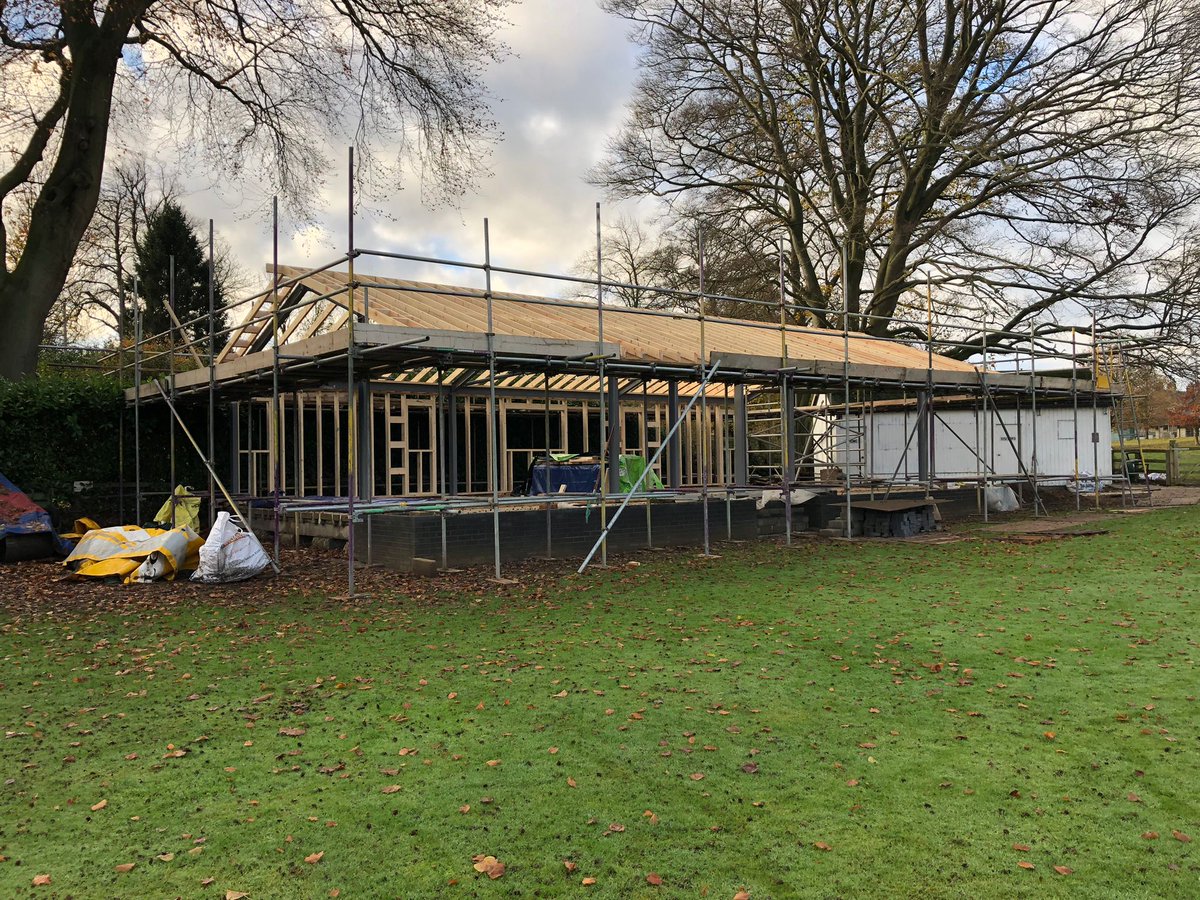 Building work at the #ACG has continued throughout autumn with the new pavilion beginning to take shape. Exciting stuff! 🔨