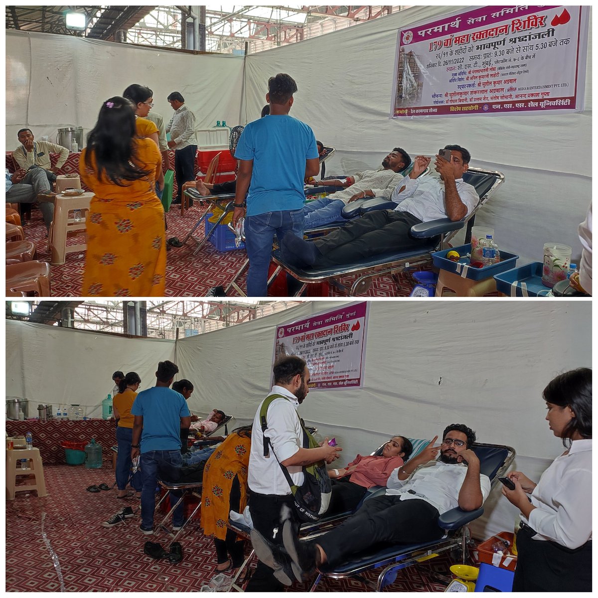 nss_llrc's tweet photo. NSS UNIT of Lala Lajpatrai College of Commerce &amp; Economics organize Blood Donation Drive on the occasion of Constitution Day &amp; remembrance of martyrs of 26/11 at CSMT Railway Station on 26th November 2022 Our 16 Volunteers participated in this drive and collected 44 units blood. https://t.co/0xmdeGgHDh