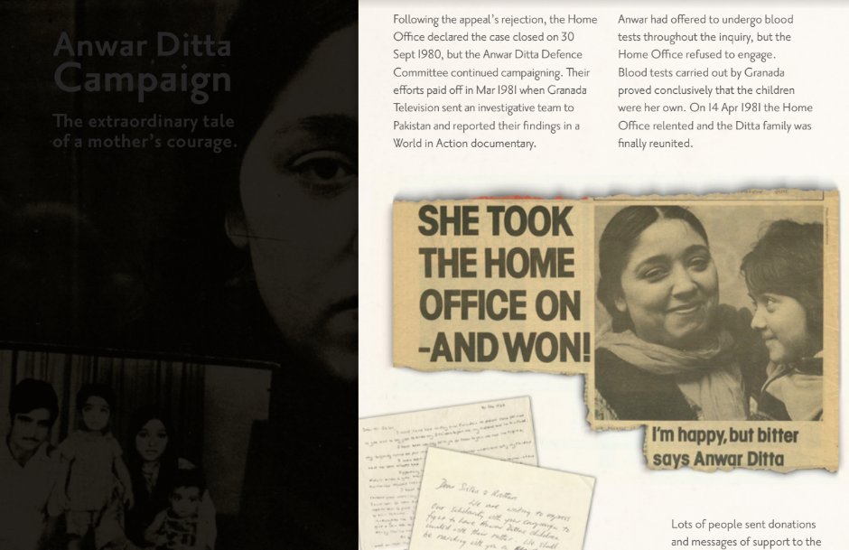 AIUCentre's tweet photo. Today’s theme for #ExploreYourArchiveWeek is #EYANews. We’ve chosen to share the story of Anwar Ditta and how she made it into the news.  
British born Anwar Ditta returned home from Pakistan in 1975, but her three children were denied entry. 
1/4 https://t.co/fYEhk6JRUL