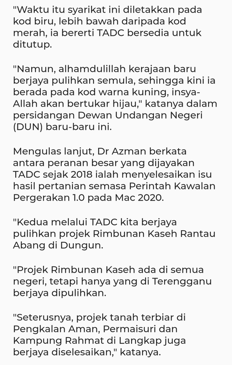 thaqifahussain's tweet photo. 3. Anak Syarikat Kerajaan Negeri, TADC berjaya dipulihkan status 'tenat'. https://t.co/IrBSfm6eXj