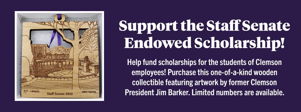 Come out next week to support the Staff Senate Endowed Scholarship by purchasing a wooden collectible at one of the below locations and times. See you there! 😊

Tuesday, Dec. 6, 11a-2p
Wednesday, Dec. 7, 11a-2p
Thursday, Dec. 8, 11a-2p

Locations-Library, Hendrix Center &amp; Core.
