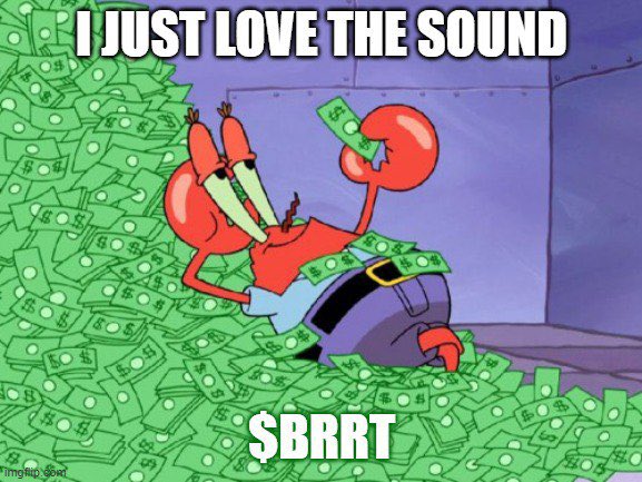 BRRT_BSC's tweet photo. Sup Top G’s? 

It’s weekend but we &amp; lots of chads &amp; chaderinas keep working and printing.

We got a small $BRRT raffle running the complete weekend in our TG, come &amp; check it out!

For Sunday we have our weekly review scheduled and maybe we will surprise y’all👀
#moneyprinter https://t.co/eGlIwtHfL4