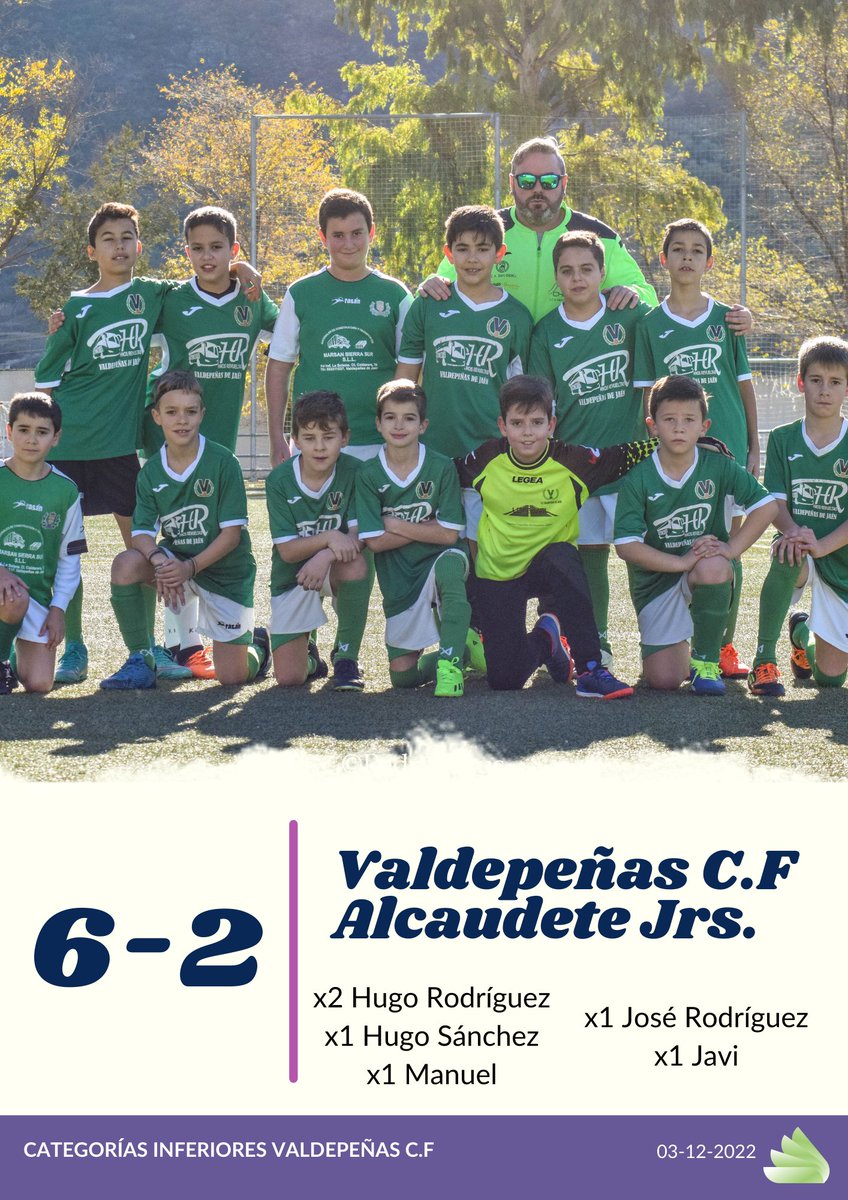 TheGreenbulls's tweet photo. VALDEPEÑAS C.F 6-2 ALCAUDETE JUNIORS

Una nueva victoria para el equipo benjamín que se ha dado, durante la mañana de este sábado, un festín de goles ante la presencia de sus familiares.

#VAMOSVALDEPEÑAS
#LALUCHANOSENEGOCIA https://t.co/z7mg9HkLpl