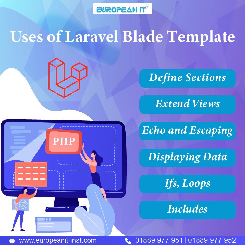 EuropeanITINST's tweet image. 🔶Blade একটি Laravel Framework এর একটি শক্তিশালী Templating Engine. Blade সহজেই Templating Engine ব্যবহার করতে দেয় এবং এটি Syntex লেখাকে খুব সহজ করে তোলে। Blade Templating Engine তার নিজস্ব Structure প্রদান করে যেমন Conditional Statements এবং Loops.
#LaravelBlade #EuropeanIT