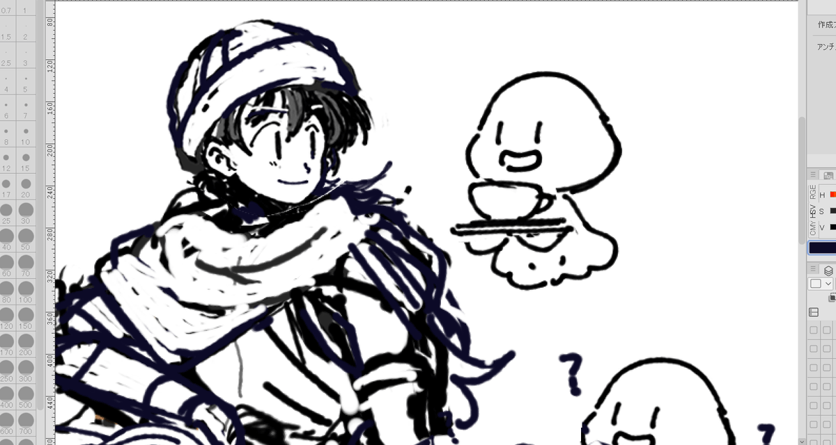 どこか合間で完成させたいドラクエ絵ラフ… 