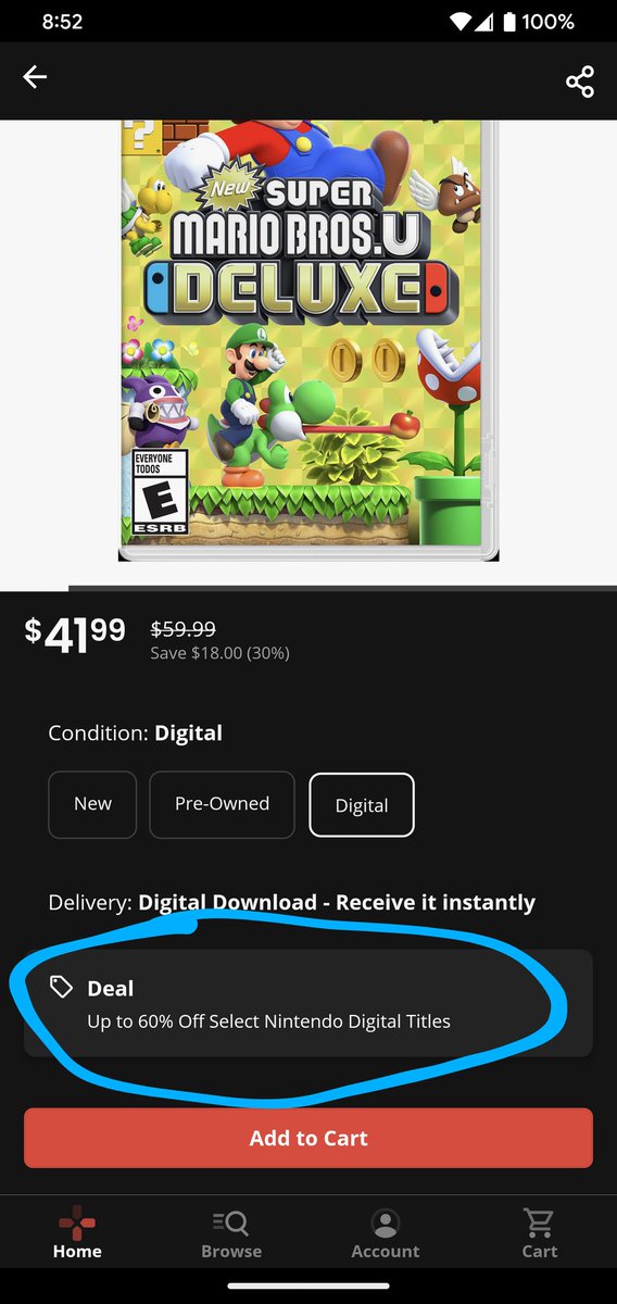 Charbore2's tweet photo. @GameStop app suggestion - make this tag clickable so that leads you to a page with other products that have the deal. https://t.co/ogTIkKLisr