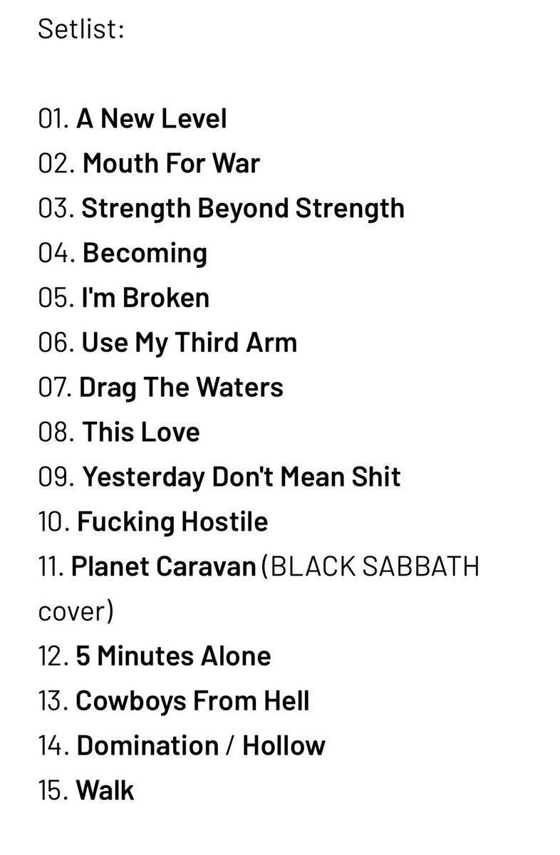 reinosiano's tweet photo. El setlist de Pantera anoche en México. Tranca. https://t.co/wRBLJ4mUiK
