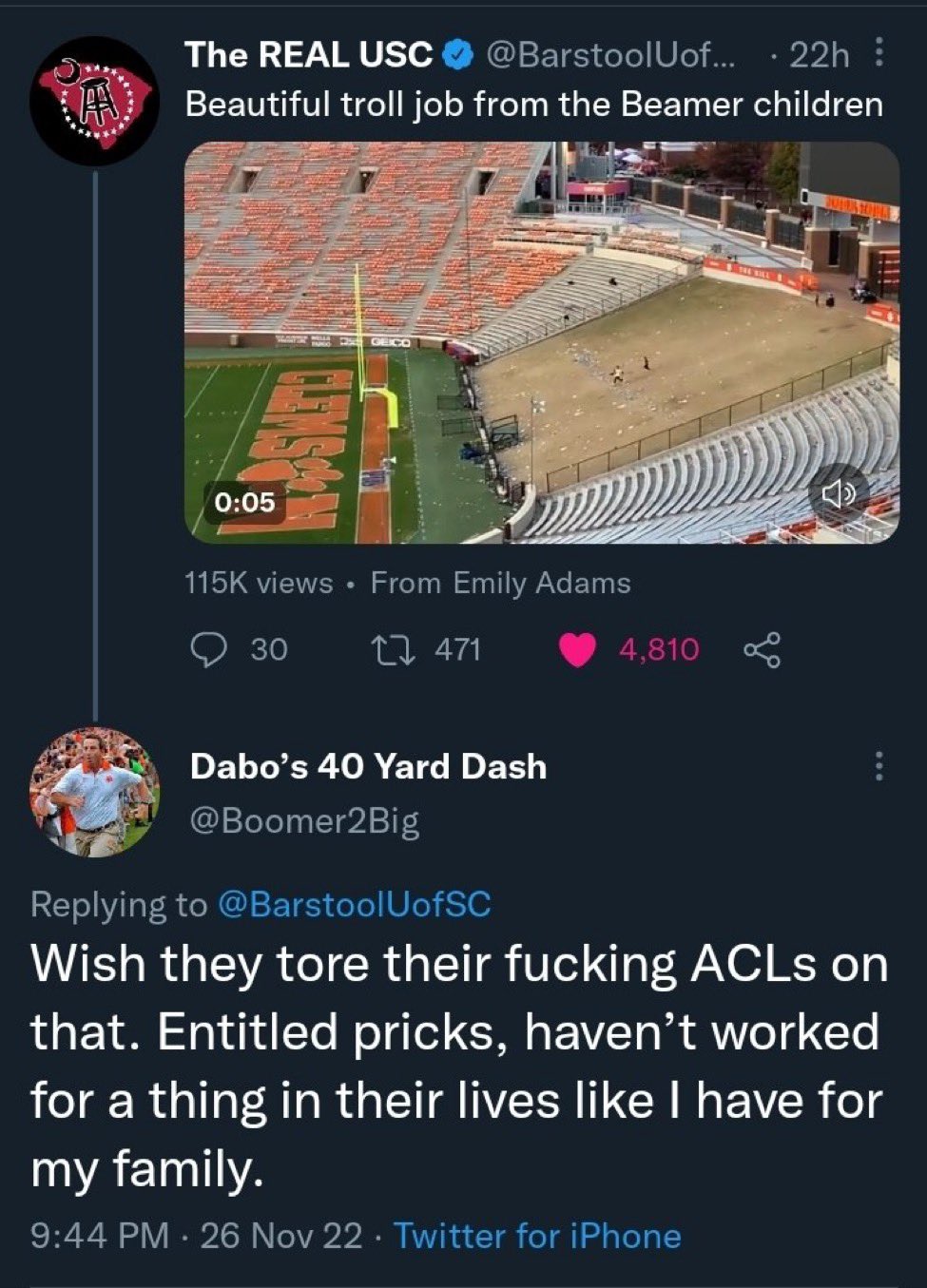 Spooder🏴‍☠️ on Twitter "BarstoolClemson Average Clemson fans https//t.co/rNaEAOhmsv" / Twitter