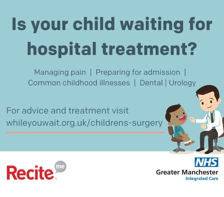 Is your child waiting for hospital treatment?

Visit our new pages on #WhileYouWait for information on how to help your child, how to prepare for treatment and what to do if their health gets worse.

Visit: orlo.uk/uVnPM
