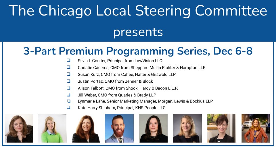 KHSPeopleLLC's tweet photo. Legal marketing professionals: some final professional development for you for the year. We have a lineup full of knowledge and insights, and they are excited and ready to share! You can register here: https://t.co/Ws0u1c924L This event is virtual &amp; open to all.

#LMAMKT https://t.co/93yBdqtbnF