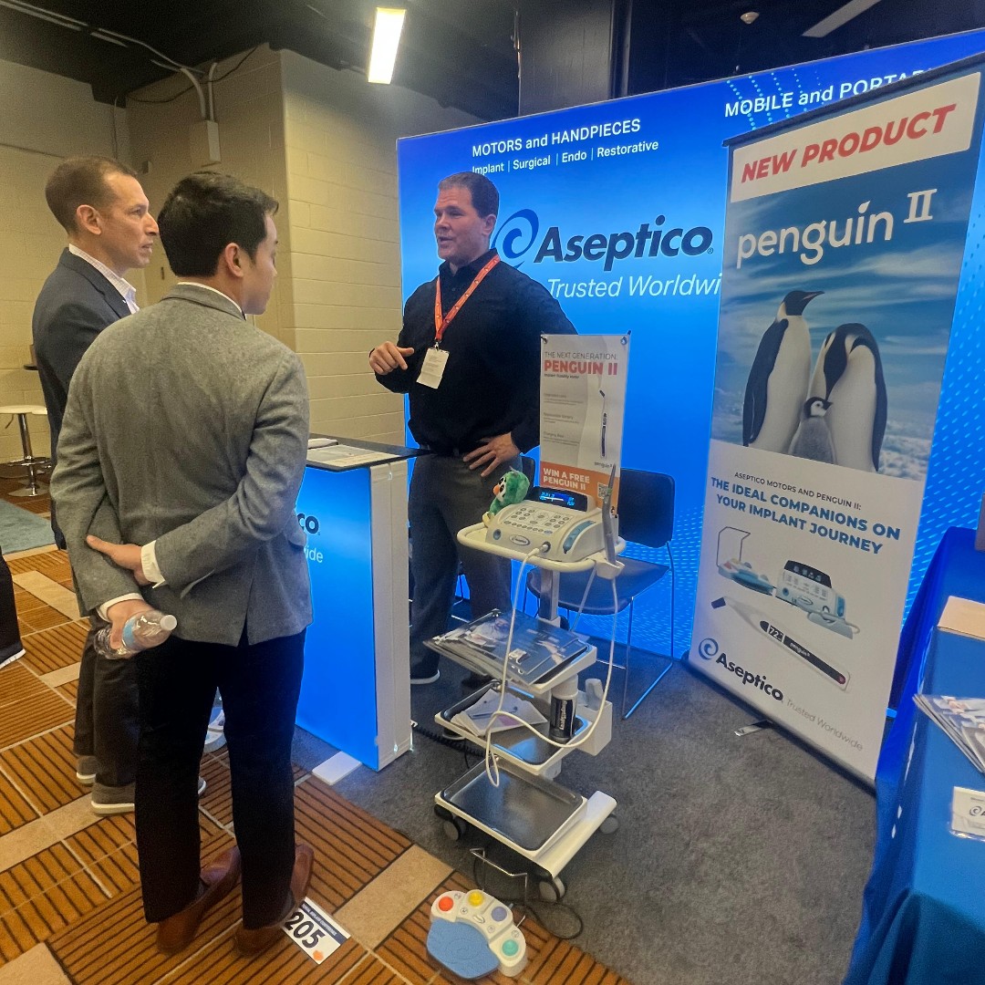 AsepticoInc's tweet photo. JOIN US TODAY during the  #AAOMS #DentalImplant Conference in #Chicago. Come meet the brand-new Penguin II Implant Stability Monitor, the award-winning Aseptico 7000 Series oral surgery and implant surgery motor, &amp; the Spotter Smart Implant Detector. #dentistry @aaoms #penguinII https://t.co/EdCUcmdcGq