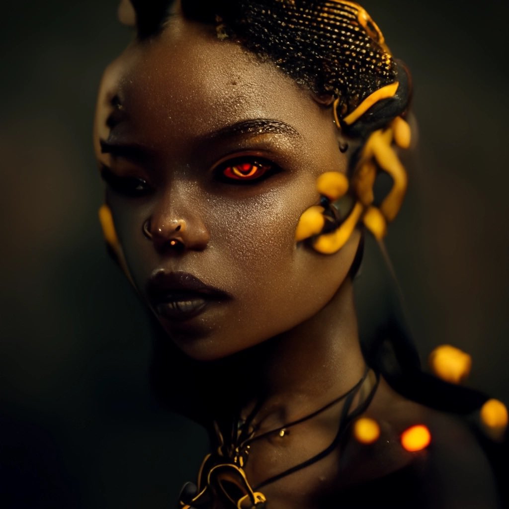 _be_phx's tweet photo. @Nubianizm I’m just finding you today (via ig). I would love to learn how to make these as detailed as you. I love Midjourney but feel like I’m missing something with the prompts. These are my Medusas. https://t.co/WL1m4ZPkHt