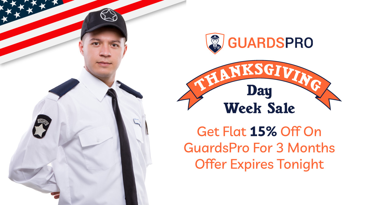 GuardsPro's tweet image. #GuardsPro is celebrating Thanksgiving Week by offering a 15% discount on #GuardsPro #SecurityGuardManagementPlatform for the first 3 months. 
Click here to avail this limited offer right now: app.guardspro.com/register

#improvedguardspro
#securityguard #securityguardmanagment