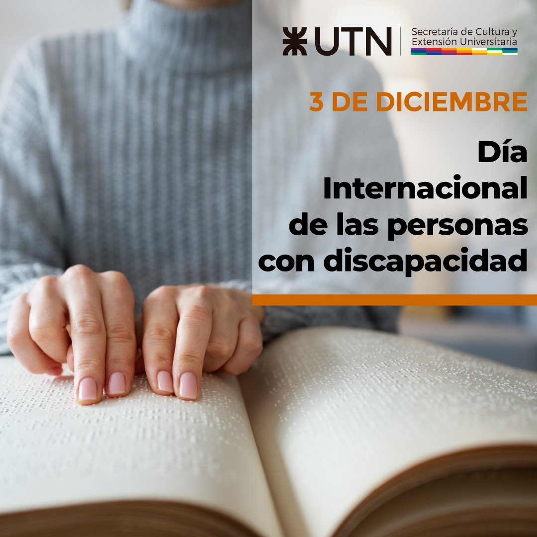 SceuUtn's tweet photo. 📅 Cada 3 de diciembre se conmemora en todo el mundo el Día Internacional de las Personas con Discapacidad.

🤝🏽 La efeméride se celebra con el objetivo de promover los derechos y el bienestar de las personas con discapacidad. https://t.co/nIhlhTG0nN