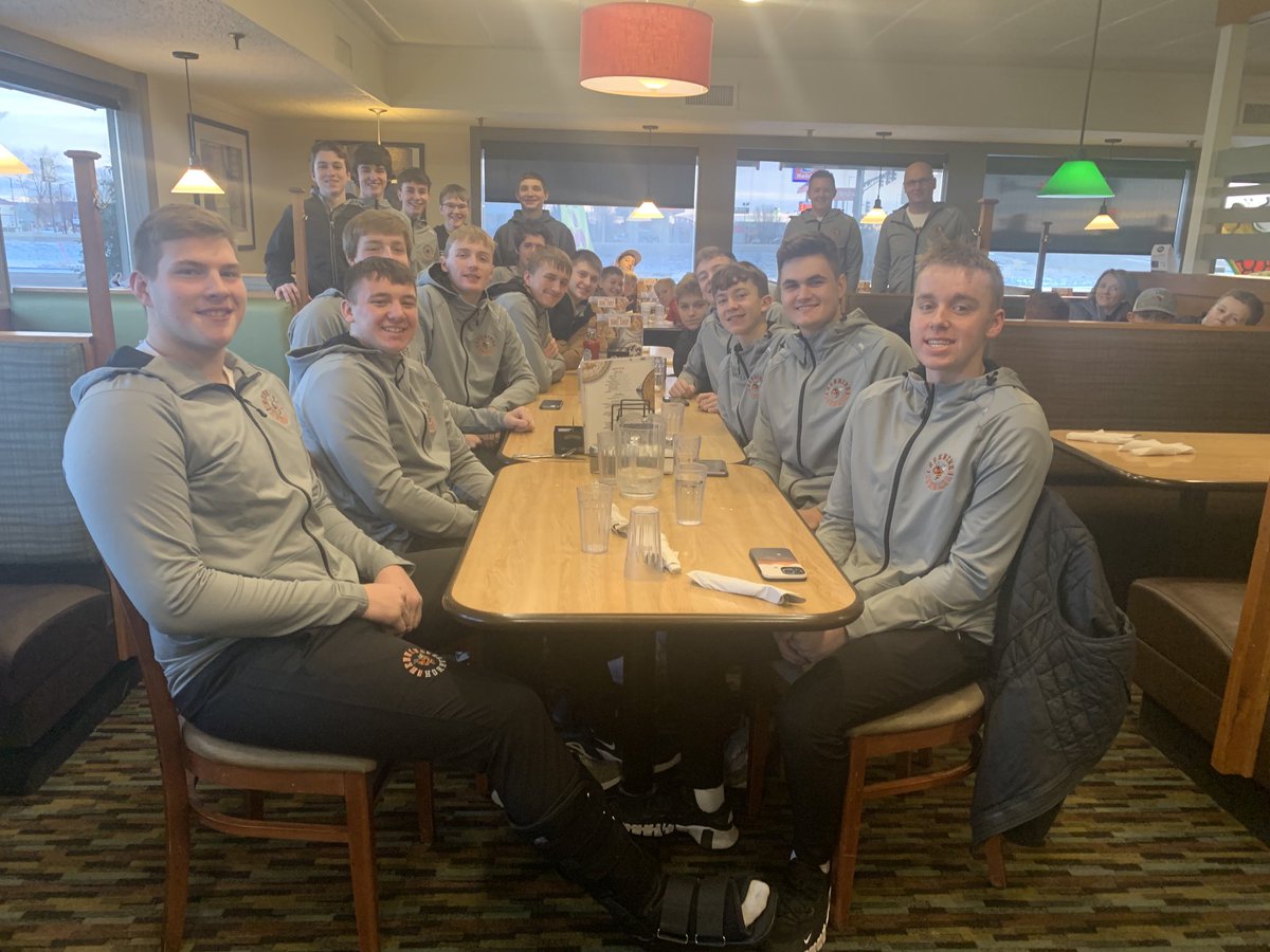 Breakfast on the way to Target Center. Game @ 12:45 vs. Staples-Motley 🏀 ⁦