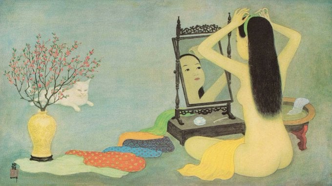 tomfishpaw's tweet photo. #MaiThu (1906–1980)

"Nu au chat" (undated) https://t.co/xyLCvFJuWM