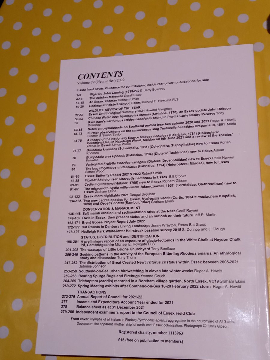 Picked up my copy of Essex Naturalist at the annual meeting of <a href="/EssexFieldClub/">Essex Field Club</a> today. Another bumper issue at 280pp, it's a diverse and interesting must for anyone interested in Essex wildlife, conservation and geology. Buy it! Or better still join EFC and get it free each year.