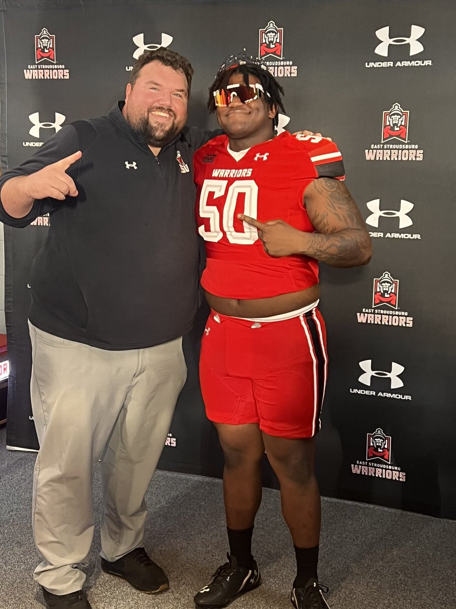JamalSimon18's tweet photo. #AGTG I am Honored and Blessed to Receive a offer to East Stroudsburg University! ❤️🖤 #Warriors @ESUWarriors_FB @coachlackey @PCFBrecruits @PCFB_Paladins  @Metro7Football @Greg_Russo @footballcoachal https://t.co/UPS0nb9b0E