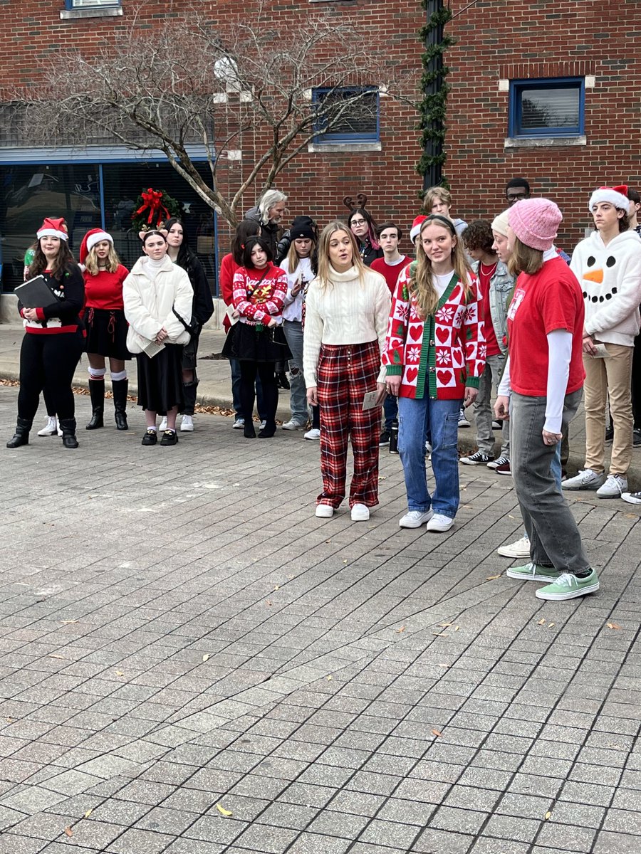 Franklin Christmas Parade.   Choir entertaining the crowd.