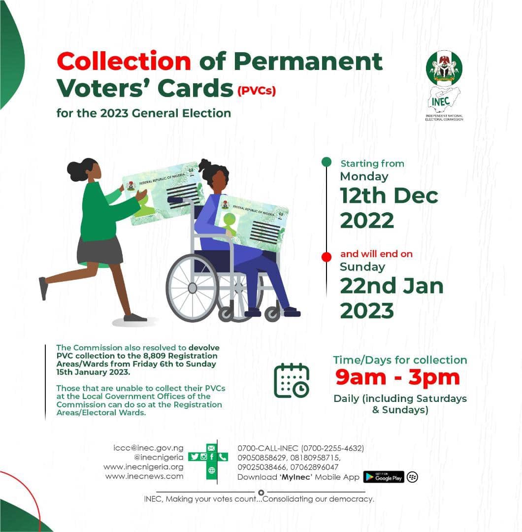INEC Nigeria on Twitter "INEC Announces Dates for Collection of