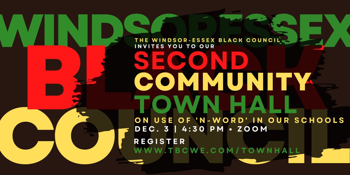Happening today at 4:30 PM! Join us as we discuss the upcoming protest action in response to the use of the 'N-Word' in our schools.

Registration link: tbcwe.com/townhall (if there are issues with accessing link, please message us!)