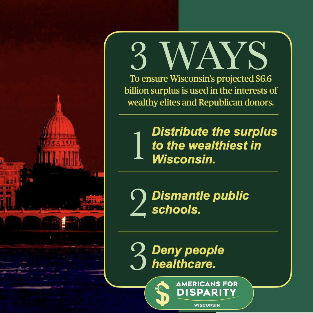 jnorcr's tweet photo. And so #AFPWI's neoliberal framing begins.
We clearly see #Americans4Prosperity's priorities:
π΄Distribute tax breaks to the wealthy
π΄Dismantle public schools
π΄Deny people healthcare
We need #Wisconsin to work for the many, not the few.
#LakeCountryWI
https://t.co/Vm0xLBQnIW https://t.co/KM3cihvMzO