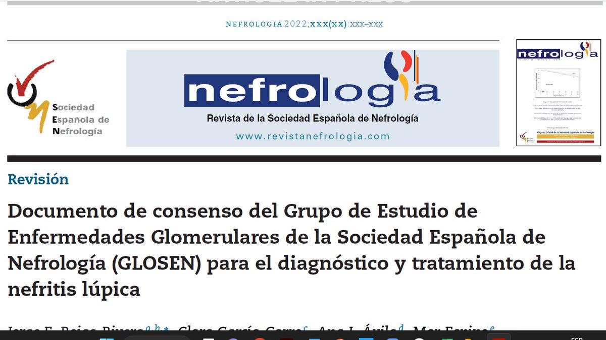 1. Después de la excelente sesión presentada por el Dr. Manuel Praga y la participación del Dr. Jorge Rojas es compartimos un breve resumen acerca de la sesión: 'Diagnostico y tratamiento de la #NefritisLúpica. Documento de consenso #GLOSEN 2022' revistanefrologia.com/es-documento-c…