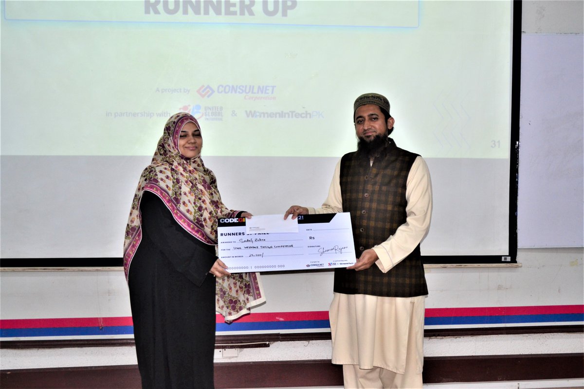 CodeGirlsKhi's tweet photo. A shout out for CodeGirls TechFest 2022 winners ofUser Interface Design Competition.
Runner Up Sadaf Raza
and
Winner Taskeen Zehra
@shamimrajani @Hasnainwalji @FaizaYousuf #hackathon #codegirlstechfest #cgtechfest #codegirlskhi #girlswhocode #girlscancode #WomenInTechPK https://t.co/77xBzSpkvL