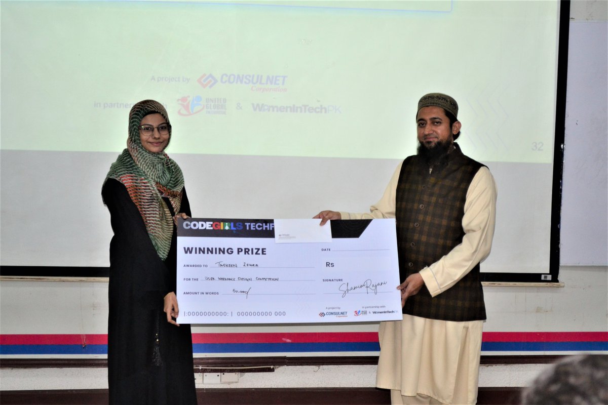 CodeGirlsKhi's tweet photo. A shout out for CodeGirls TechFest 2022 winners ofUser Interface Design Competition.
Runner Up Sadaf Raza
and
Winner Taskeen Zehra
@shamimrajani @Hasnainwalji @FaizaYousuf #hackathon #codegirlstechfest #cgtechfest #codegirlskhi #girlswhocode #girlscancode #WomenInTechPK https://t.co/77xBzSpkvL