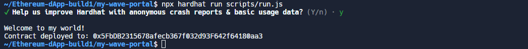 Sendi280's tweet photo. Just wrote + deployed my own Solidity smart contract locally -- slowly becoming a web3 master!

Shoutout to @_buildspace ✨ https://t.co/oV2xC5vidL