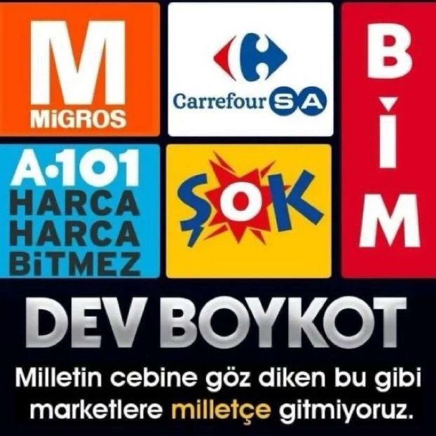 Cihandemirkol60's tweet photo. Boykot kararına her zamam destekçi olacağız. Yerel marketler sizler bunu fırsata çevirebilirsiniz. Kar oranlarınızı biraz indirin ve millet akın akın sizden alış veriş yapsın.
#DevBoykot https://t.co/y47tqwdY9e