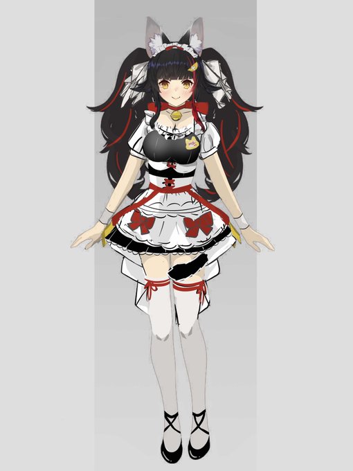 前髪ぱっつんツインテメイド!!!!#大神ミオ新衣装  