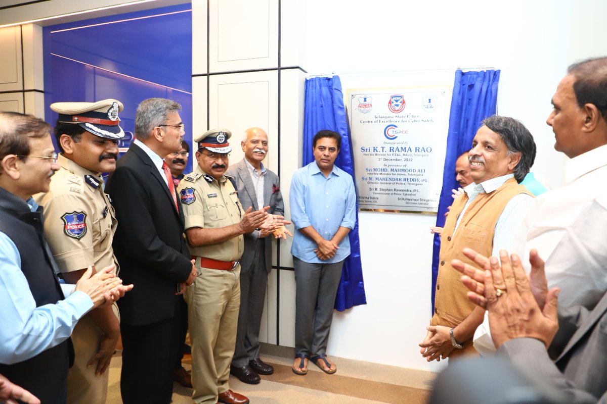 yedula_krishna's tweet photo. It was a great moment of pride for Cyberabad Security Council and Telangana Police for the Launch of TSPCC - Telangana State Police Centre of Excellence for Cyber Safety by Hon'ble Minister Sri KT Ramarao garu and Hon'ble Minister for Home Sri Mohd. Mahmood Ali garu
@KTRTRS https://t.co/iEP0AJTjYT