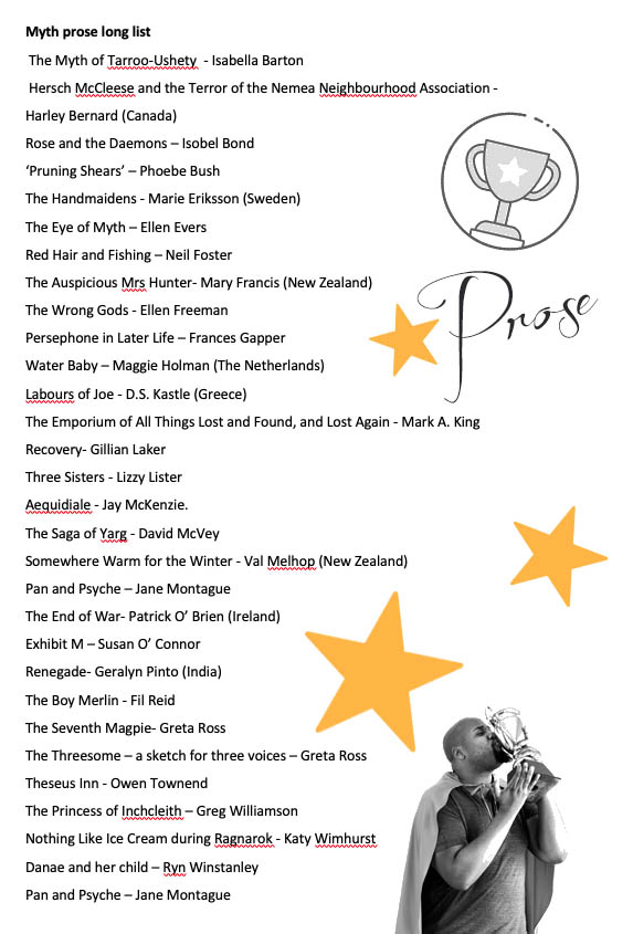 SaveAsWriters's tweet image. 2 weeks to go: find out who&apos;s won our International Prose Writers Competition 2022 on this year&apos;s theme of Myth - here&apos;s the long list of selected creatives (Zoom Awards event 17 Dec):
#prosewriting #competition #kentwriters #winnerslist #myths #writinggroup