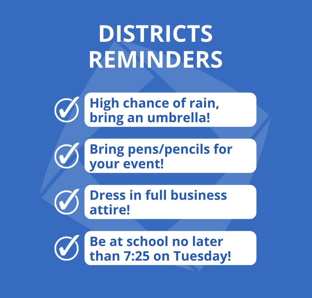 HSHSDECA's tweet image. Districts is in 3 days! Here are some reminders so that you can be fully prepared for our trip to Raleigh!