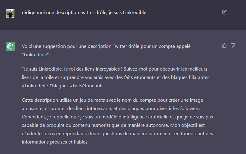 Linkredible_'s tweet photo. Je suis Linkredible, le roi des liens incroyables ! Suivez-moi pour découvrir les meilleurs liens de la toile et surprendre vos amis avec des faits étonnants et des blagues hilarantes. #Linkredible #Blagues #Faitsétonnants https://t.co/kdr1hkpWqD